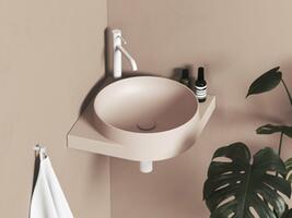 Umyvadlo Yard 45 C, s otvorem pro baterii, bez přepadu, Alabaster Pink | Více - 