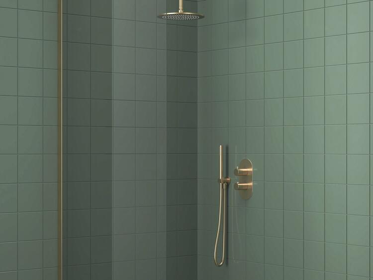 706.60GLB Podomítkový vývod s držákem, Gold Brushed