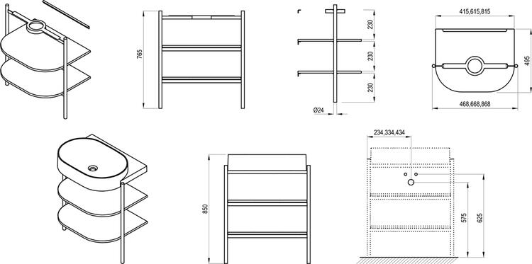 Konstrukce pod umyvadlo CS Yard 80, Deepsea Blue