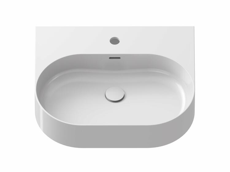 Umyvadlo Ceramic Slim Wall O 55 N, s otvorem pro baterii, s přepadem, bílá