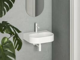 Umyvadlo Ceramic Slim Wall O 55 N, s otvorem pro baterii, s přepadem, bílá matná | Více -