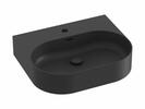Umyvadlo Ceramic Slim Wall O 55 N, s otvorem pro baterii, s přepadem, černá matná