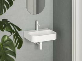 Umyvadlo Ceramic Slim Wall R 55 N, s otvorem pro baterii, s přepadem, bílá | Více -