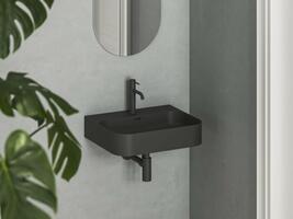 Umyvadlo Ceramic Slim Wall R 55 N, s otvorem pro baterii, s přepadem, černá matná | Více -