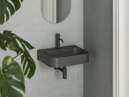 Umyvadlo Ceramic Slim Wall R 55 N, s otvorem pro baterii, s přepadem, antracit | Více -