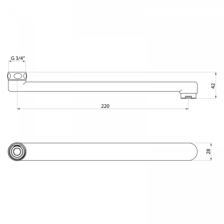 Výtokové ramínko k baterii, 220mm, ploché, chrom