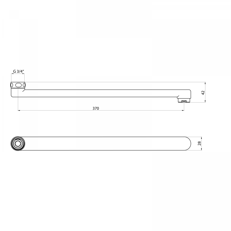 Výtokové ramínko k baterii, 370mm, ploché, chrom
