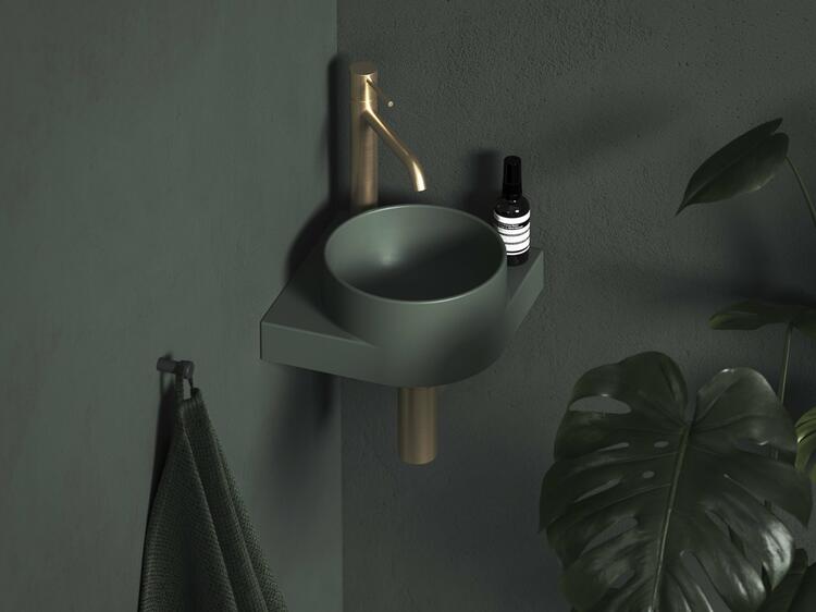 Umývátko Yard 28 C, s otvorem pro baterii, bez přepadu, Grey Green