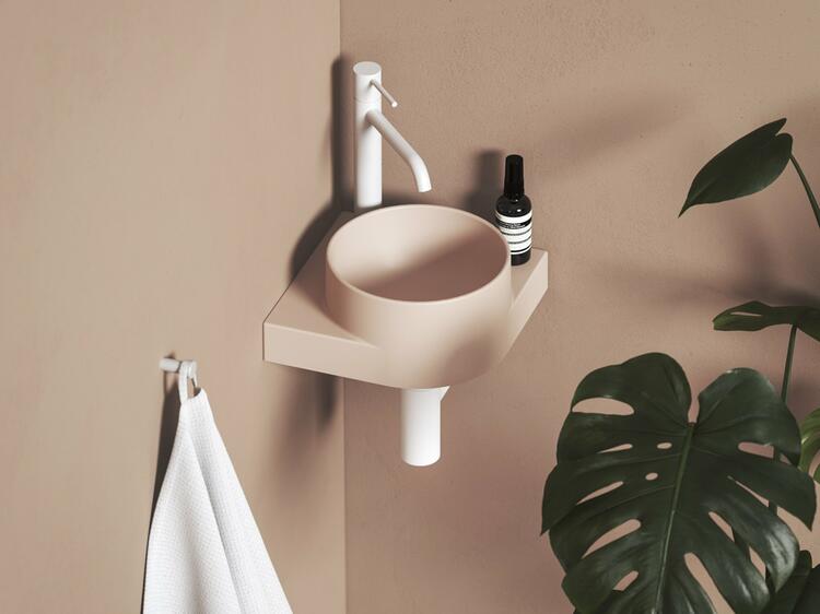 Umývátko Yard 28 C, s otvorem pro baterii, bez přepadu, Alabaster Pink