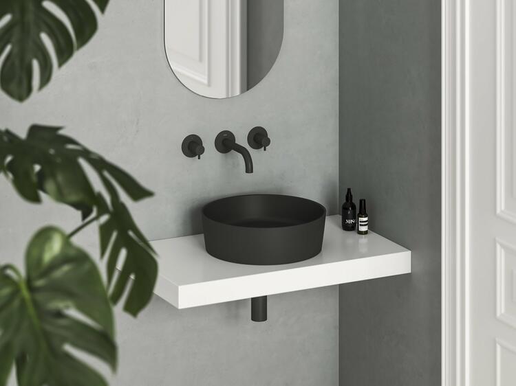 Umyvadlo Uni Slim 40, bez otvoru pro baterii, bez přepadu, černá matná