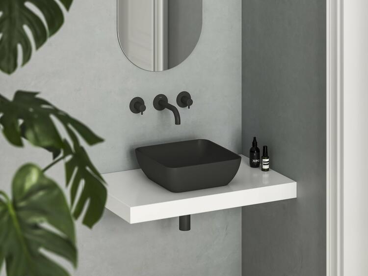 Umyvadlo Uni Slim S 38, bez otvoru pro baterii, bez přepadu, černá matná