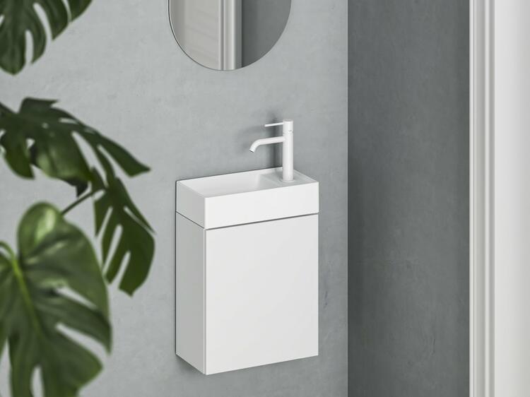 Umývátko Veda Slim 40, s otvorem pro baterii, bez přepadu, bílá matná