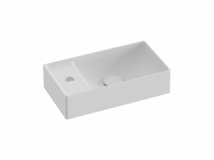 Umývátko Veda Slim 40, s otvorem pro baterii, bez přepadu, bílá matná