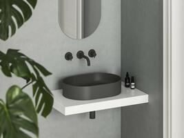 Umyvadlo Ceramic Slim O 55, bez otvoru pro baterii, bez přepadu, antracit | Více -