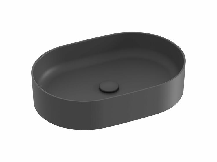 Umyvadlo Ceramic Slim O 55, bez otvoru pro baterii, bez přepadu, antracit