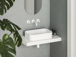 Umyvadlo Ceramic Slim R 55, bez otvoru pro baterii, bez přepadu, bílá matná | Více - 