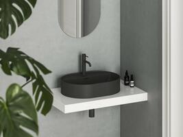 Umyvadlo Ceramic Slim Shelf O 55, s otvorem pro baterii, s přepadem, černá matná | Více -
