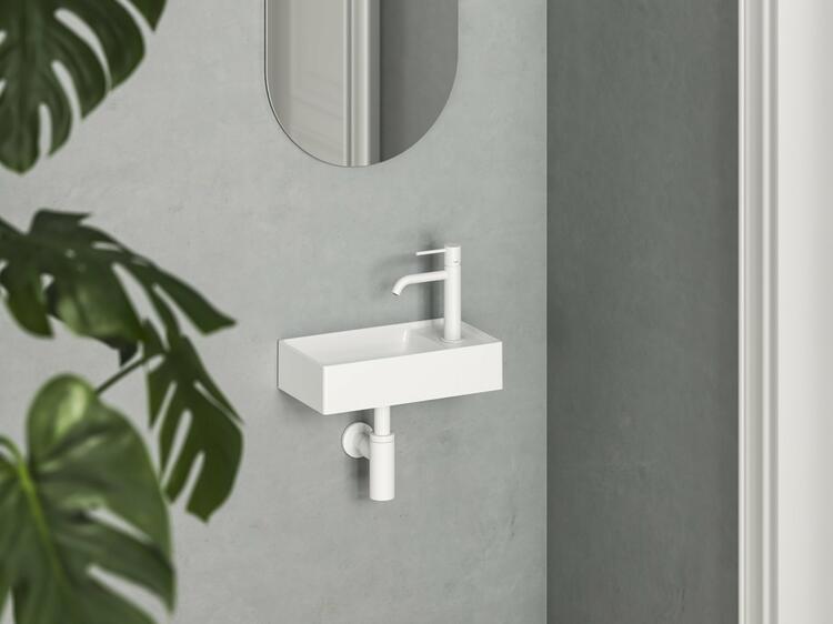 Umývátko Veda Wall 40 P, s otvorem pro baterii, bez přepadu, bílá