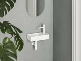 Umývátko Veda Wall 40 P, s otvorem pro baterii, bez přepadu, bílá matná | Více - 