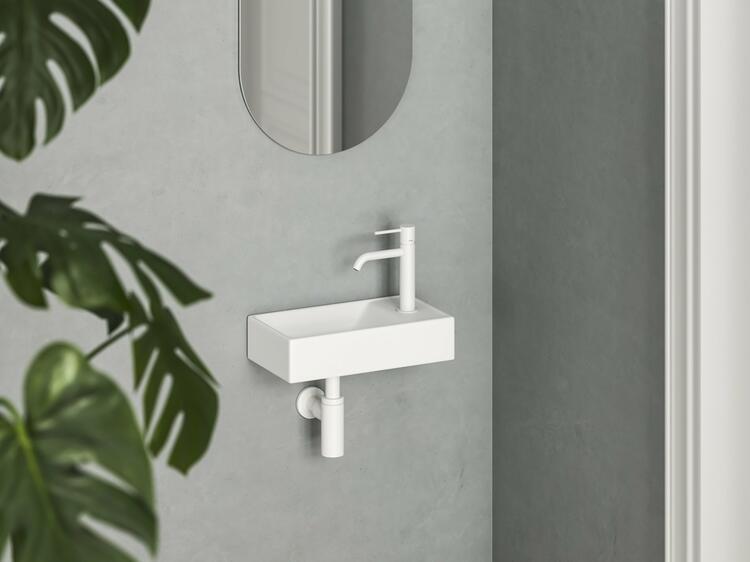 Umývátko Veda Wall 40 P, s otvorem pro baterii, bez přepadu, bílá matná