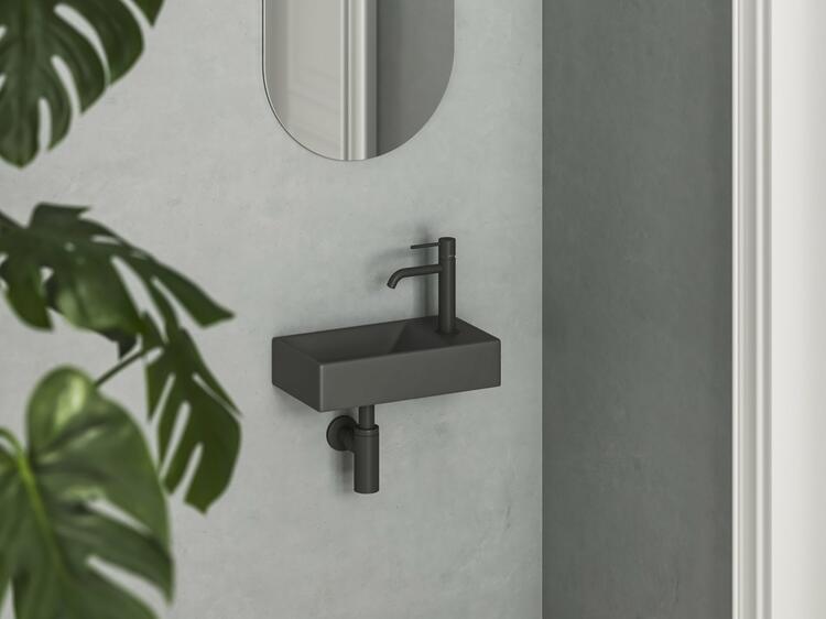 Umývátko Veda Wall 40 P, s otvorem pro baterii, bez přepadu, antracit