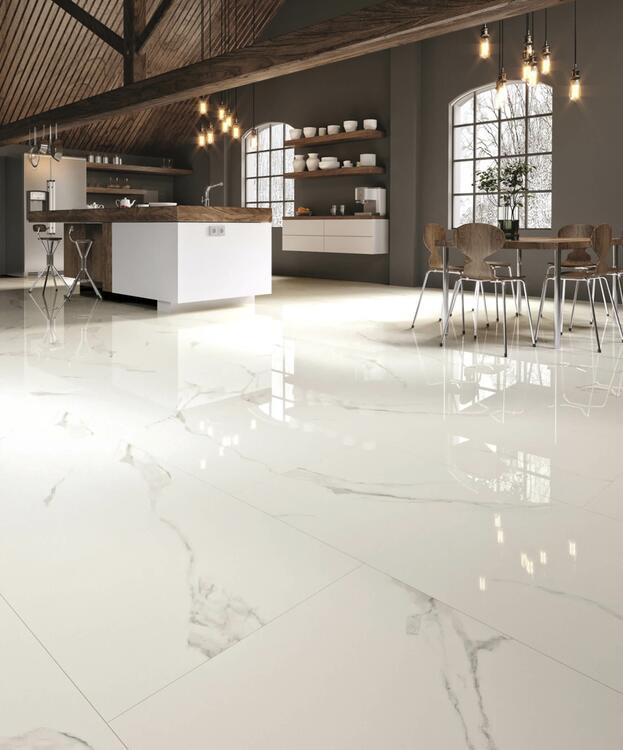 Velkoformátová dlažba imitace mramoru Statuario 60x120 cm