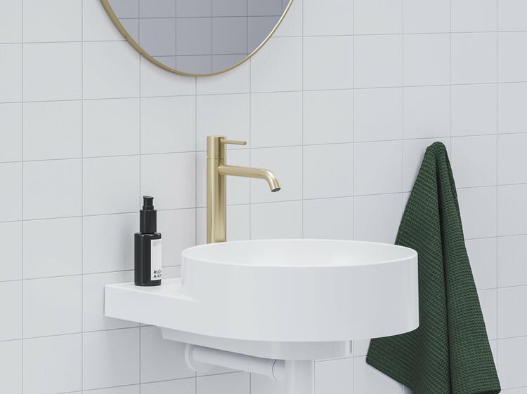 ES 014.60GLB Umyvadlová stojánková baterie 250 mm bez výpusti, zlato kartáčované