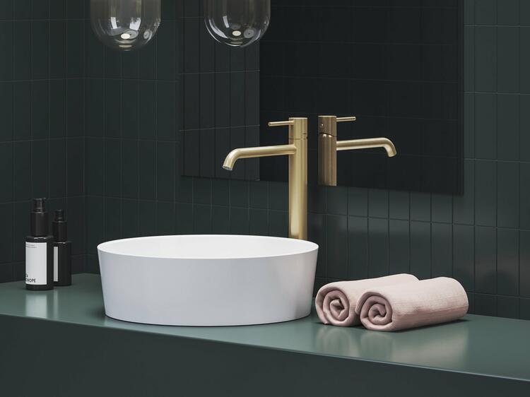 ES 015.61GLB Umyvadlová stojánková baterie BeCool 340 mm bez výpusti, Gold Brushed