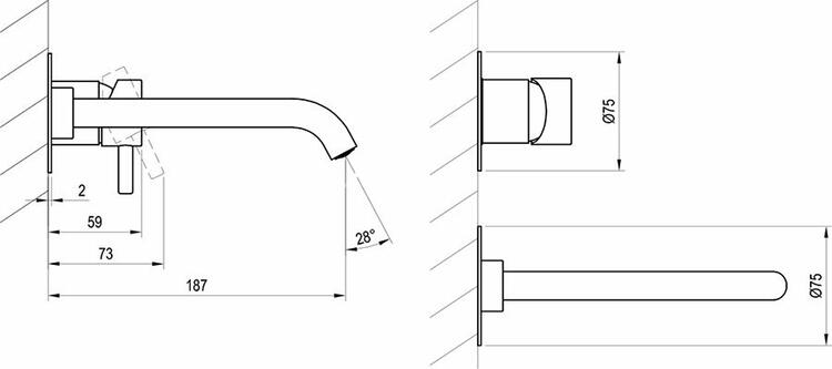 ES 019.60GLB.O1.RB07B Umyvadlová podomítková baterie bez tělesa, zlato kartáčované