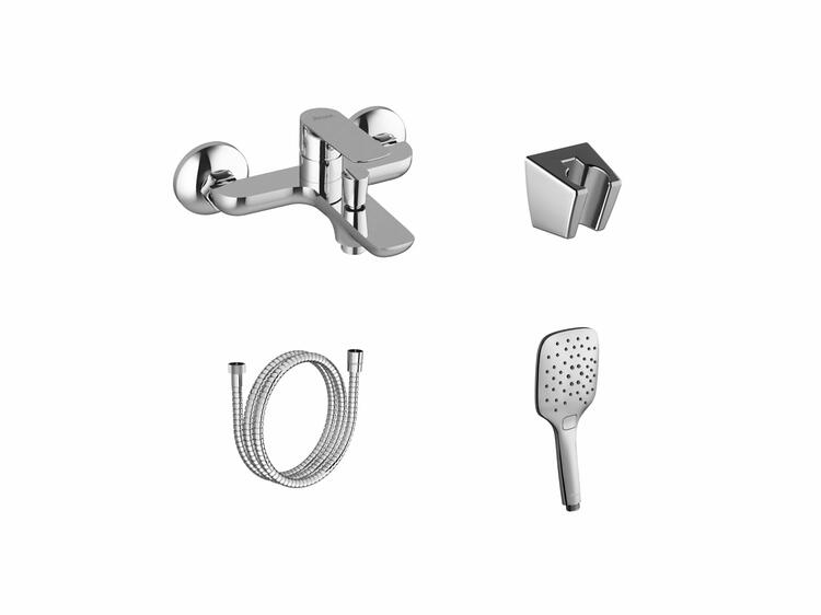 CL 022.00CR.+S Vanová nástěnná baterie se sprchovým setem, chrom