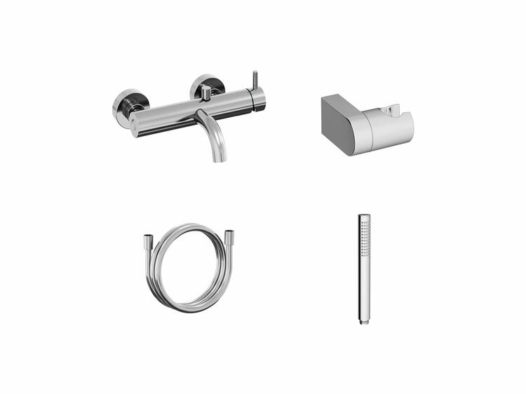 ES 022.00CR.+S Vanová nástěnná baterie se sprchovým setem, Chrome