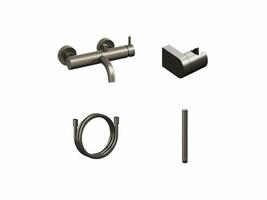 ES 022.20GB.+S Vanová nástěnná baterie se sprchovým setem, grafit kartáčovaný | Více - 