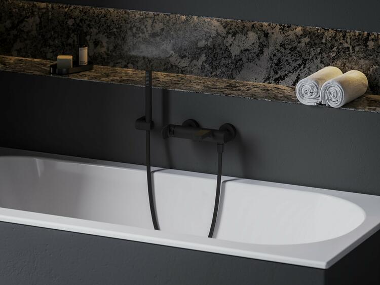 EL 022.20BLM.+S Vanová nástěnná baterie se sprchovým setem, Black Matt