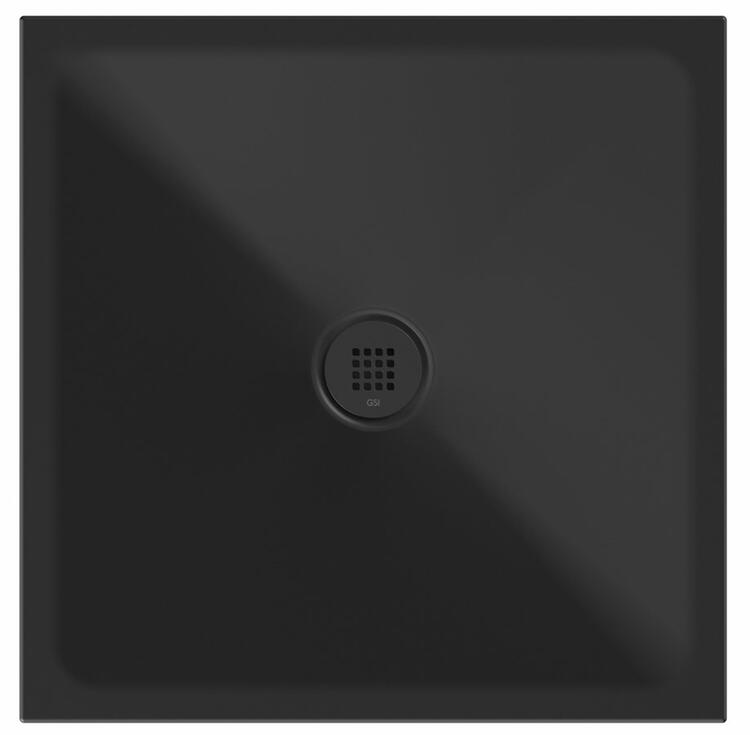 Keramická sprchová vanička, čtverec 80x80x2cm, černá mat