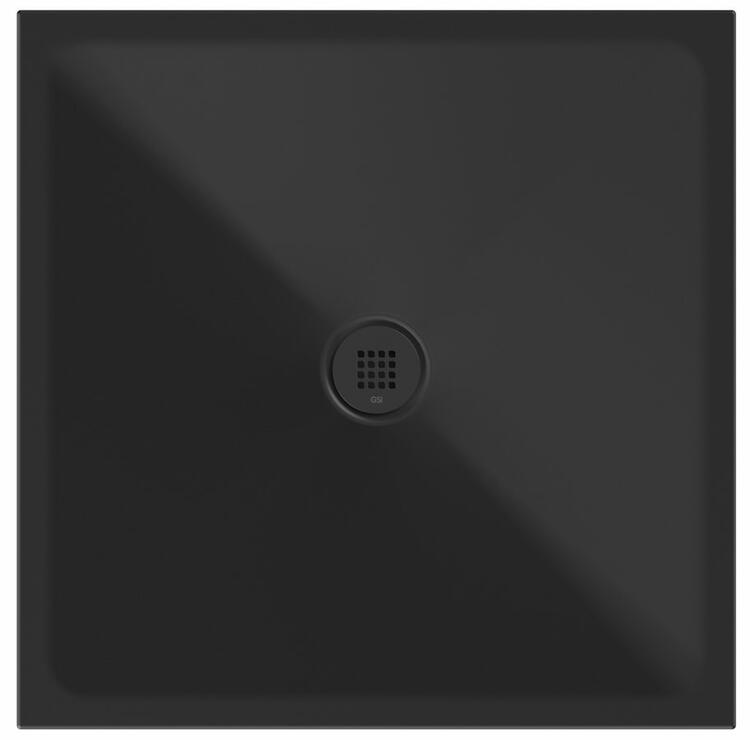 Keramická sprchová vanička, čtverec 90x90x2cm, černá mat