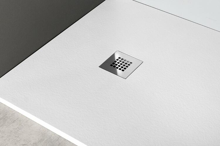 MITIA sprchová vanička z litého mramoru, čtverec 90x90cm, bílá