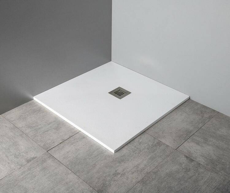 MITIA sprchová vanička z litého mramoru, čtverec 90x90cm, bílá