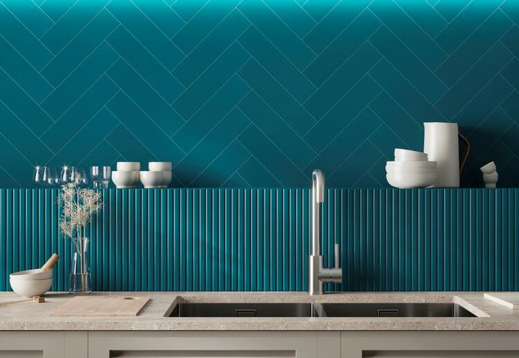 Obklad do koupelny nebo kuchyně barevný Torcello Deepblue RLV 7,5x30 cm