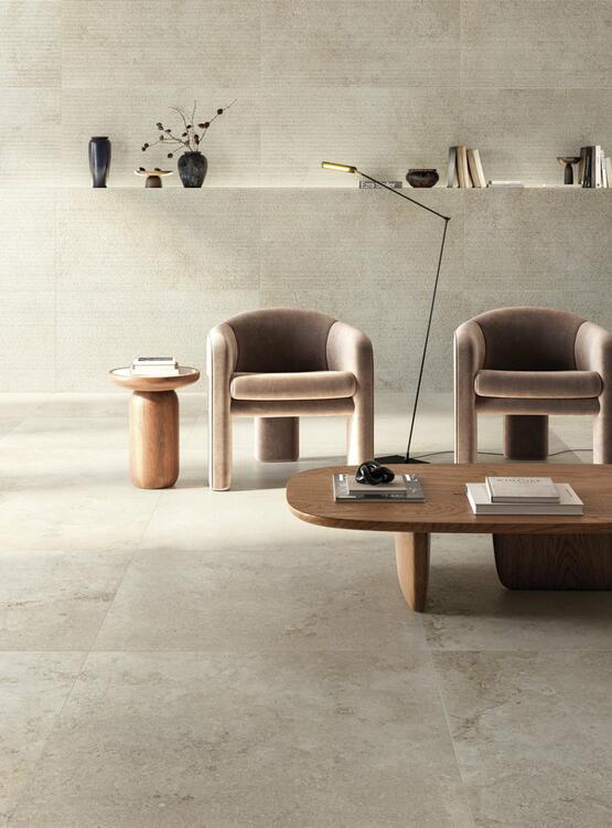 Interiérová dlažba imitace kamene Colosseo Panna 90x90 cm