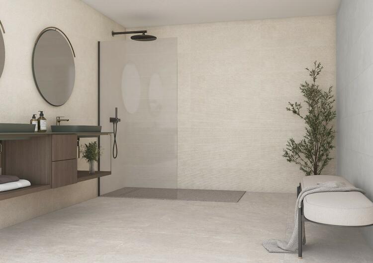 Obklad do koupelny nebo kuchyně v imitaci kamene Cute White 33,3x100 cm