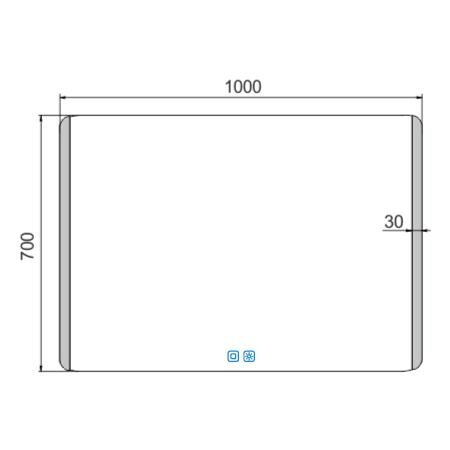 LED zrcadlo 100 x 70, dotykový senzor OBDELNÍKOVÁ - OBLÉ ROHY