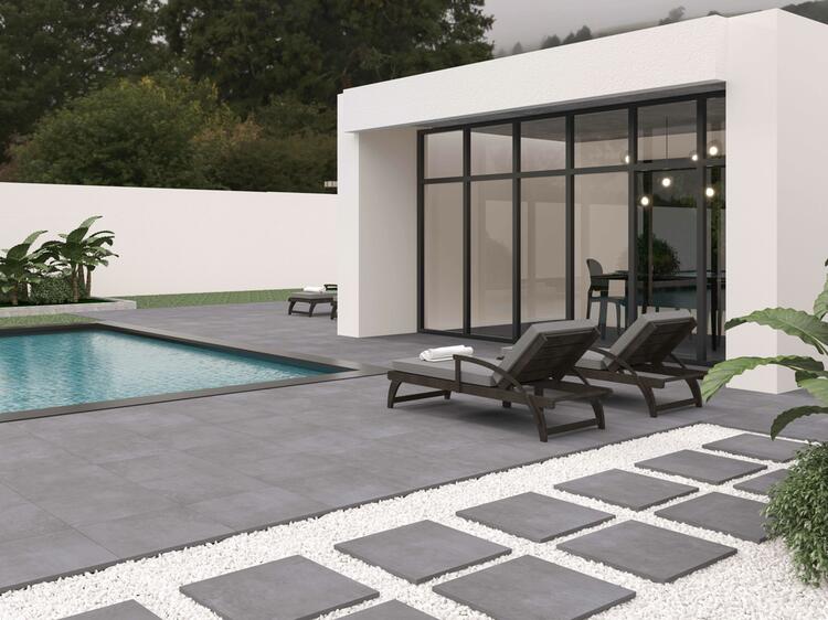 2cm dlažba na terasu imitace betonu Extend Grey 60x60x2 cm