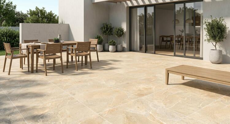 2cm dlažba na terasu imitace kamene Trinity Beige 60x60x2 cm