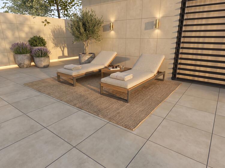 2cm dlažba na terasu imitace betonu Larisa Beige 60x60x2 cm