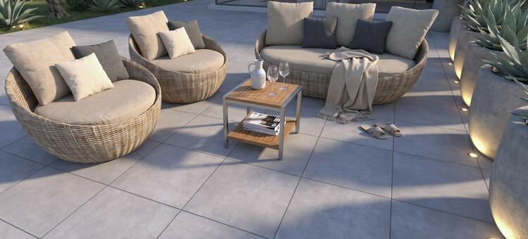 2cm dlažba na terasu imitace betonu Larisa Grey 60x60x2 cm