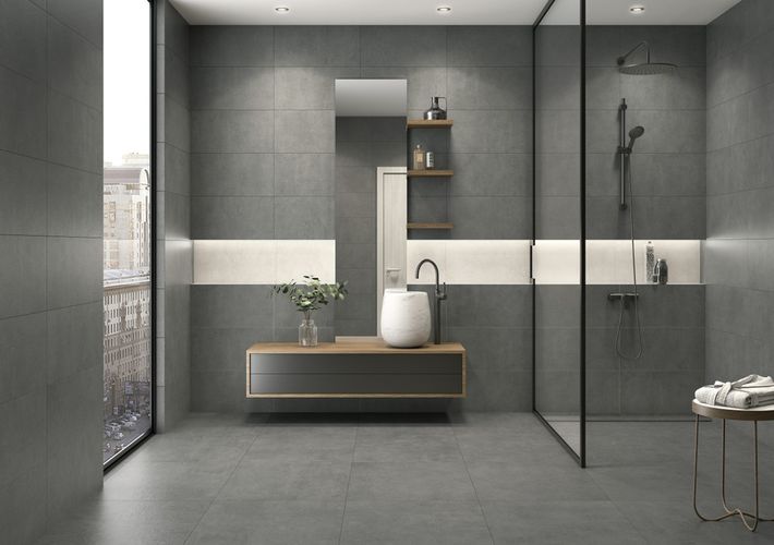 Koupelna se serií Brera Antracita v imitaci cementu | Hledáte inspiraci?
