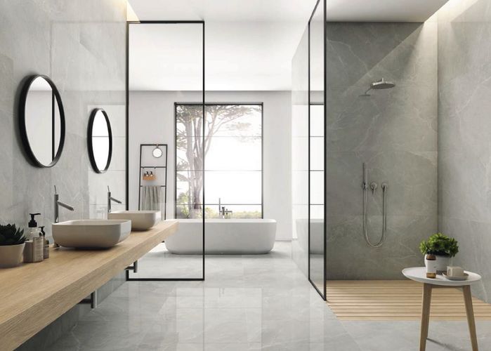 Koupelna se serií Olympia imitující mramor | Jak se dají dlažby v imitaci mramoru v interiéru využít? Nejen to se dočtete v článcích