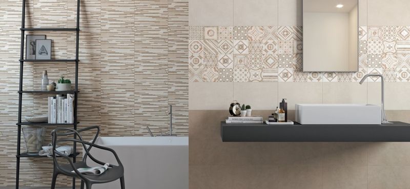 Koupelna s patchworkovým dekorem Newport | Koupelnové obklady oživí patchworkové obklady nebo obklady ve vzhledu pásků