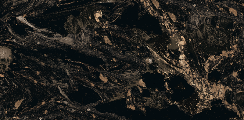 Detail dlažby v imitaci mramoru Magnifique black | Černá dlažba imitující mramor má na svém povrchu dechberoucí béžové žilkování