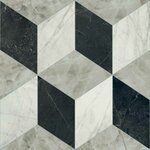 Obklad na stěně Versace Tarsia avorio apuano na podlaze dekor prospect avorio lux 3D v obývacím pokoji - Designová dlažba a obklad Tarsia